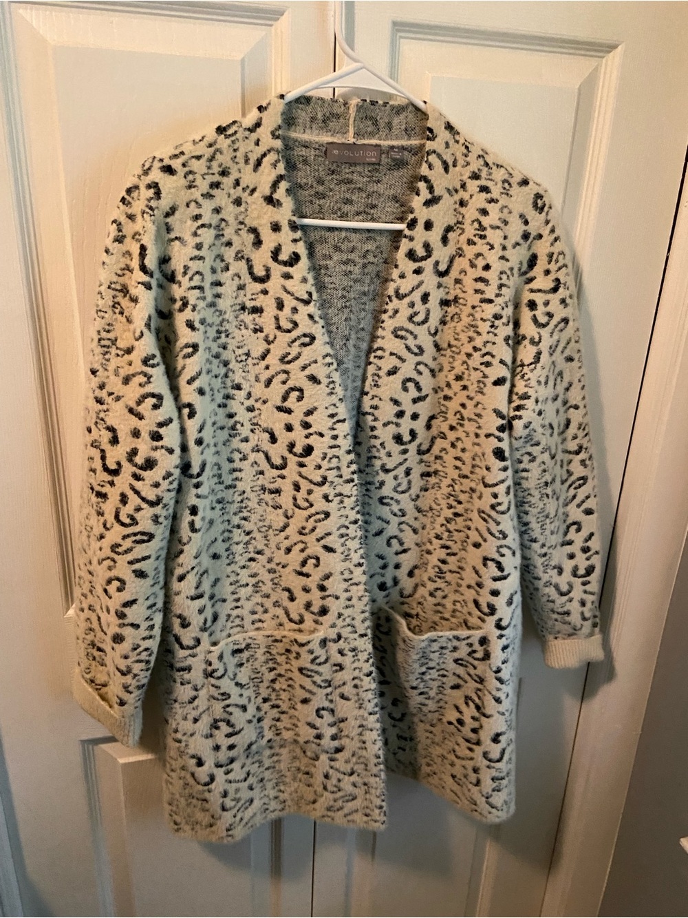 Revolution Cream Leopard Print Open Cardigan